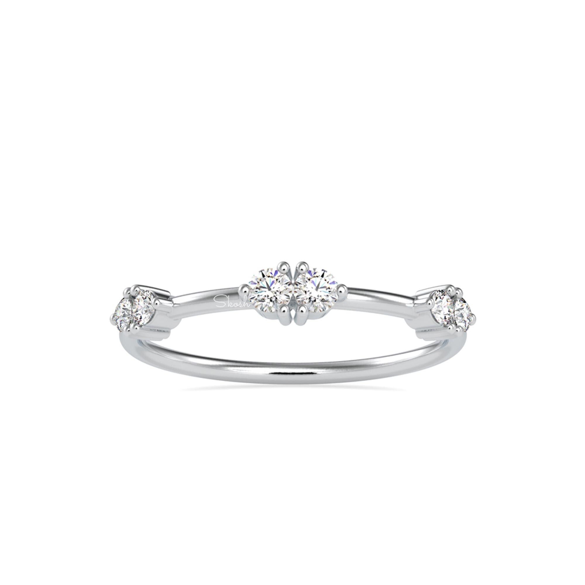 Round Cut Lab Grown Diamond Wedding Band/Stacking Ring