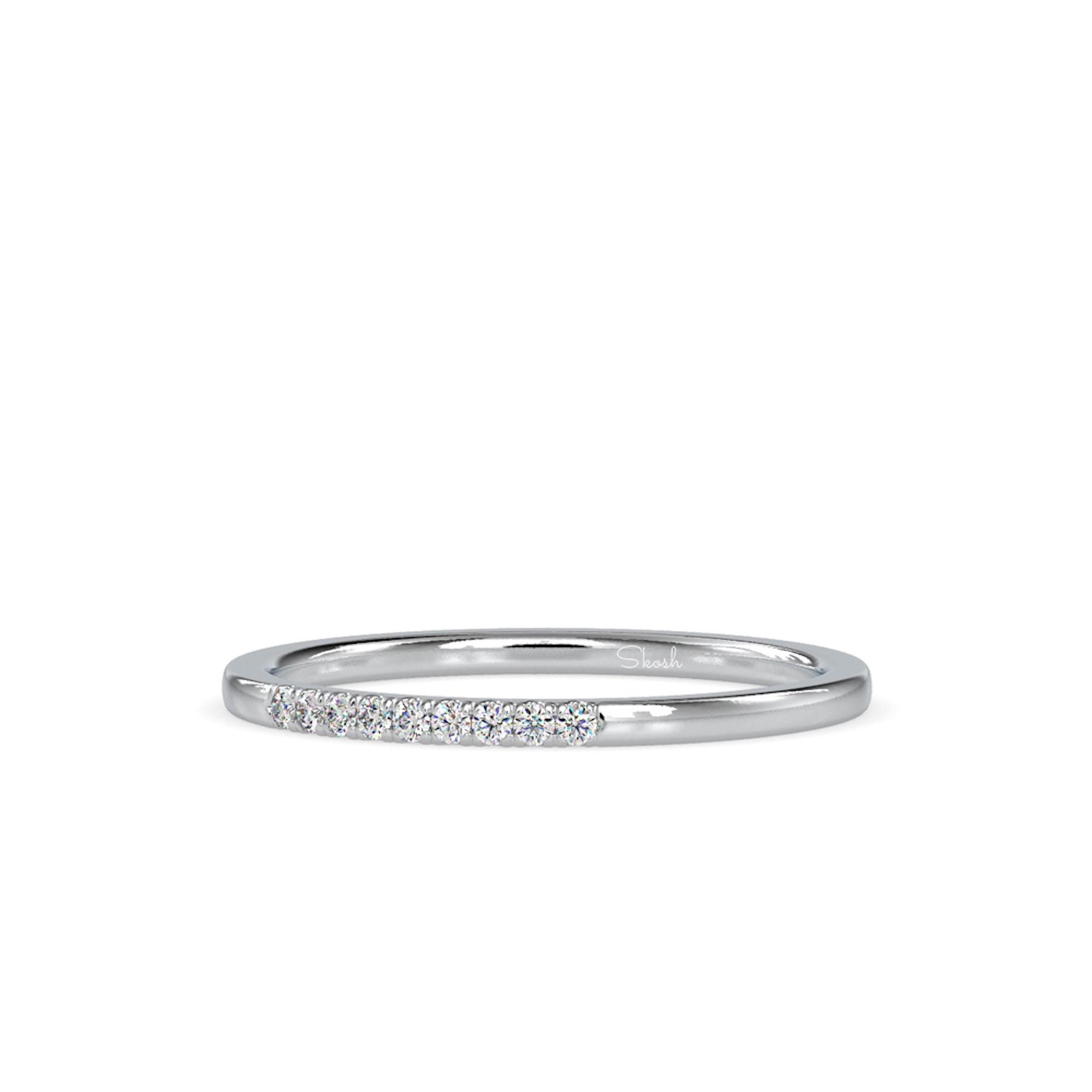 Round Lab Grown Diamond Half Eternity Wedding Band