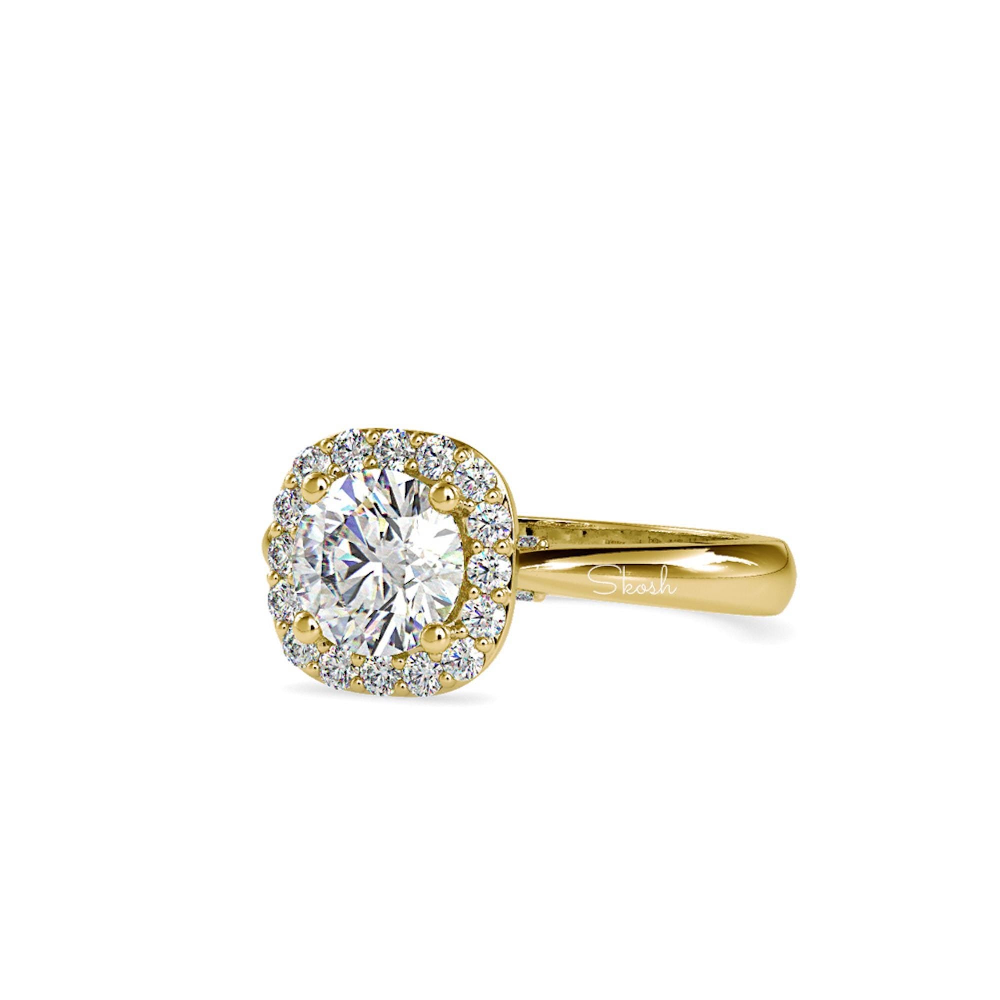 Hidden Halo Round Cut Diamond Engagement Ring