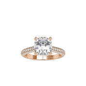 Square Cushion Cut Pave Diamond Engagement Ring