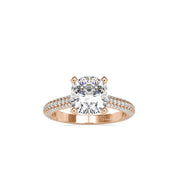Square Cushion Cut Lab Grown Pave Diamond Engagement Ring
