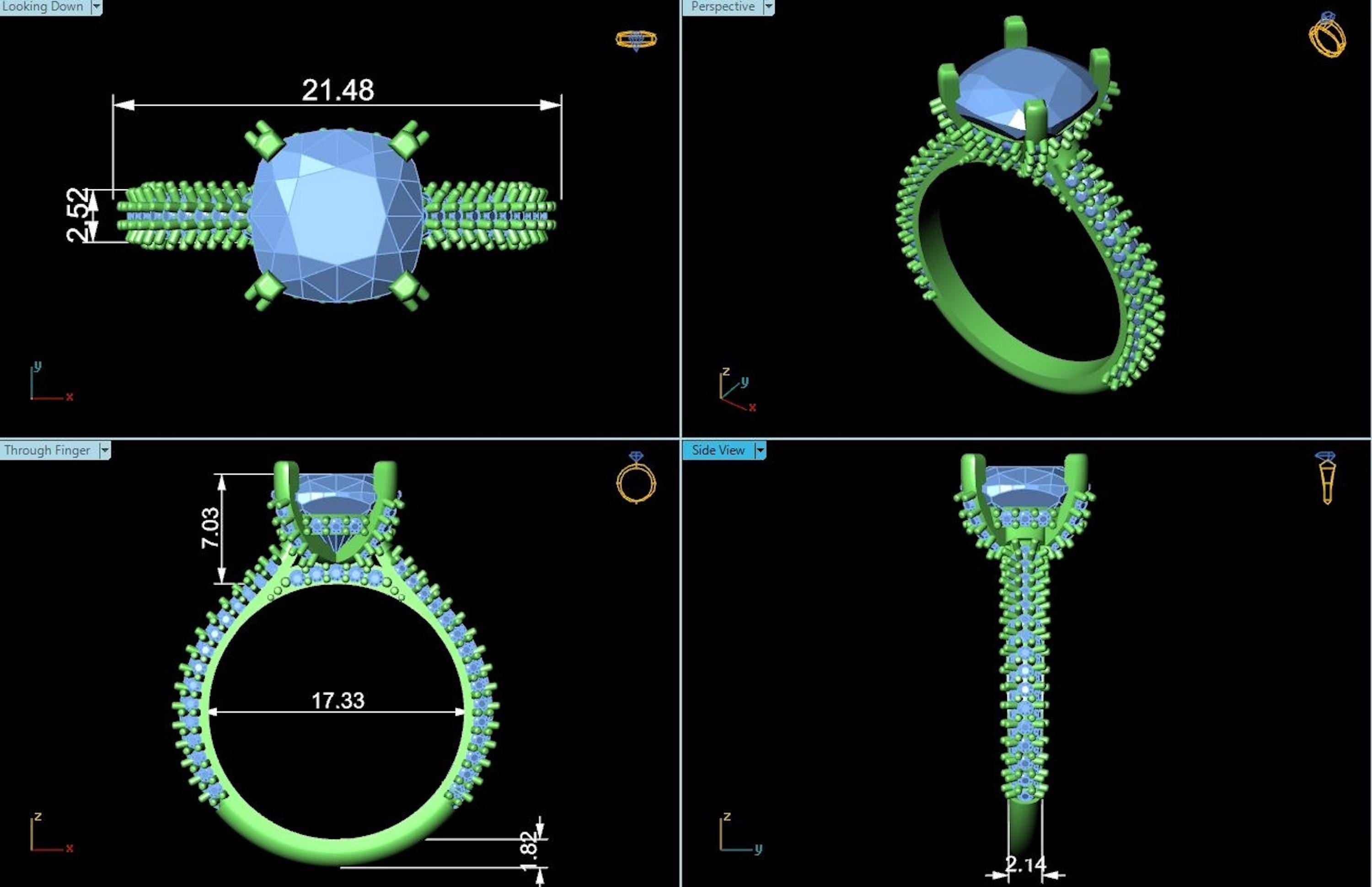Square Cushion Cut Pave Diamond Engagement Ring