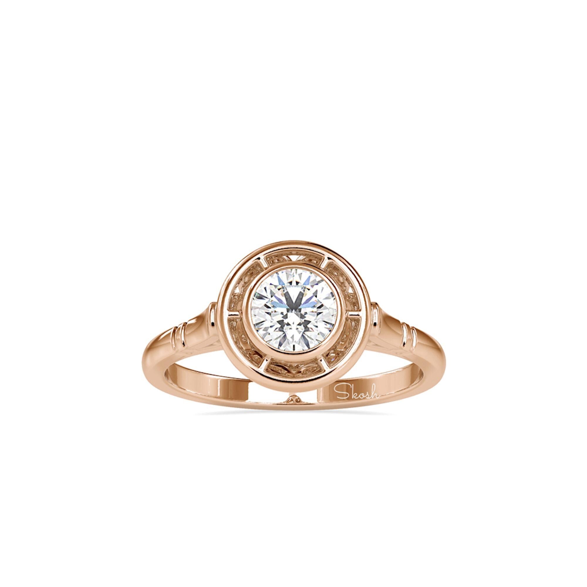 0.50 TCW Round Cut Moissanite Filigree Engagement Ring