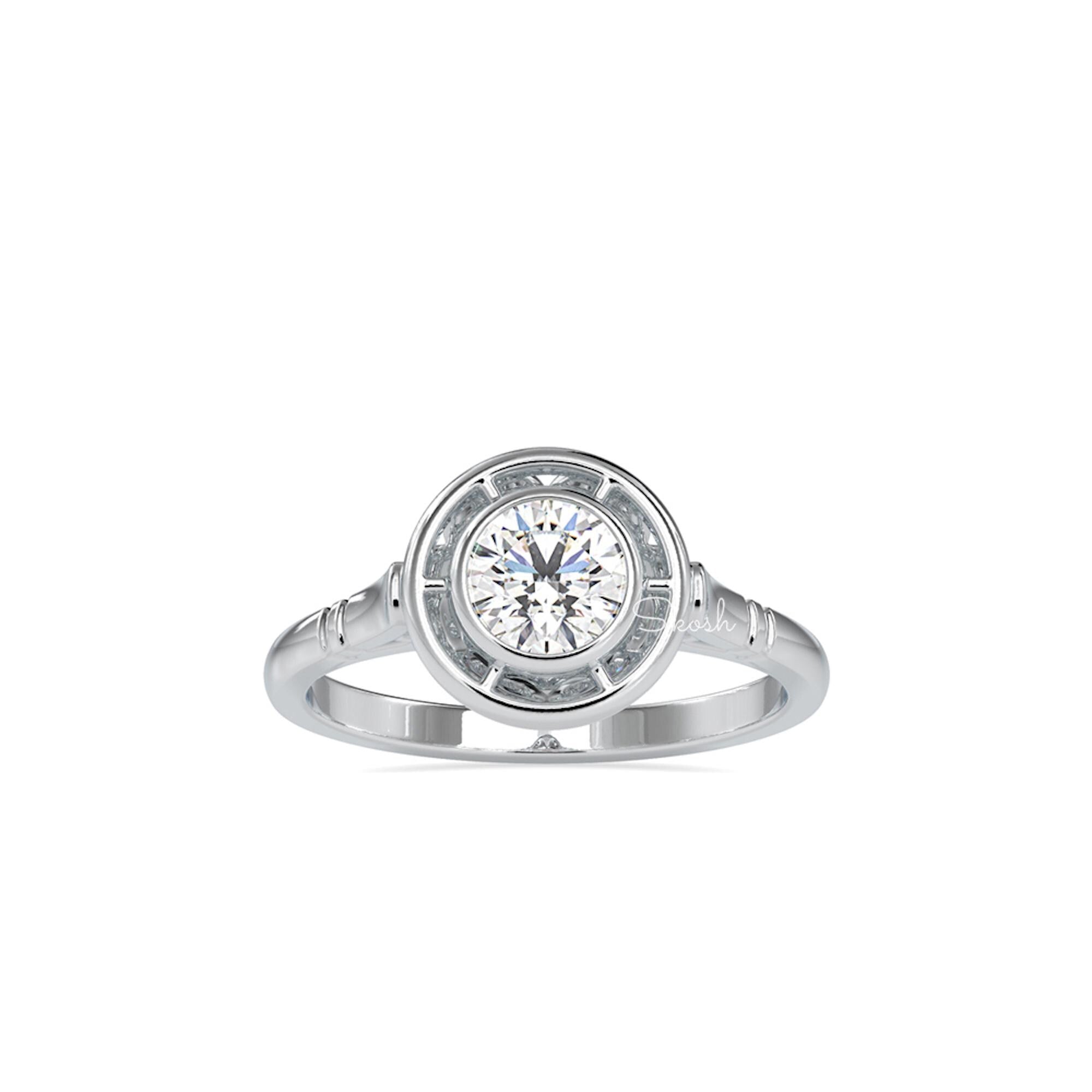 0.50 TCW Round Cut Moissanite Filigree Engagement Ring