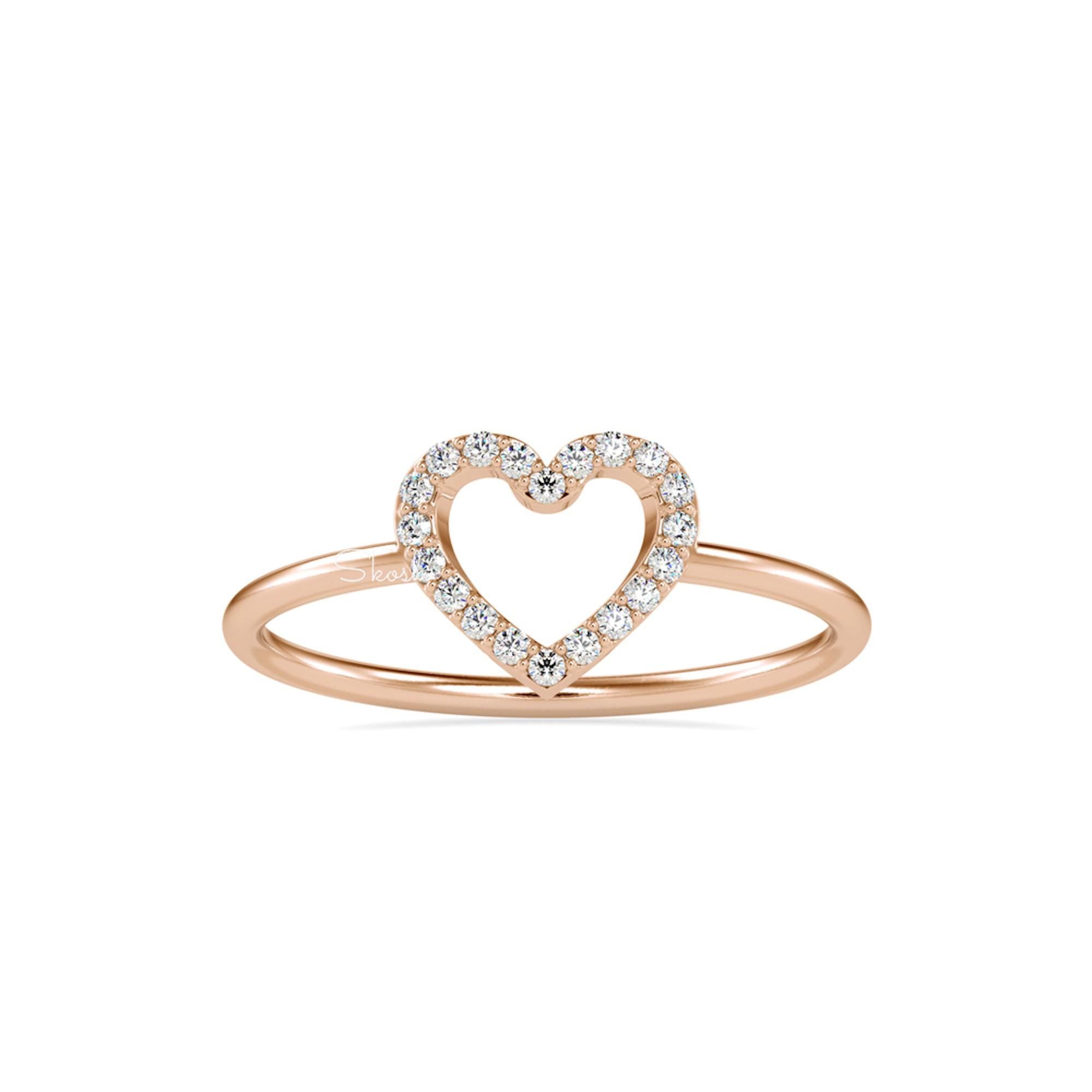 Dainty Heart Diamond Ring
