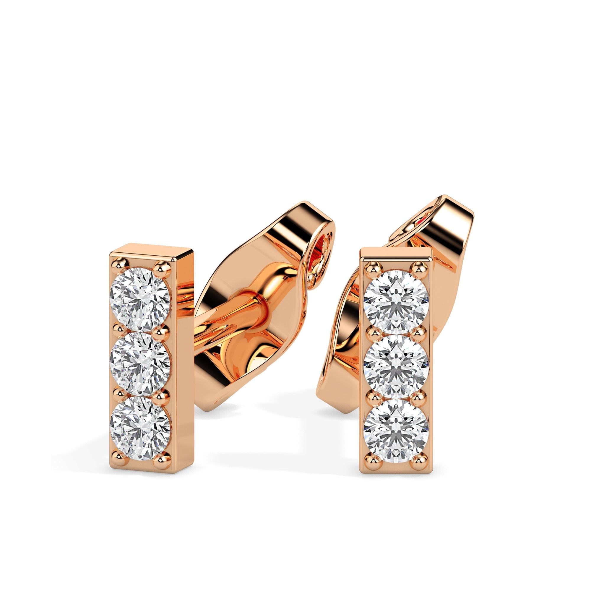 Diamond Bar Stud Earrings