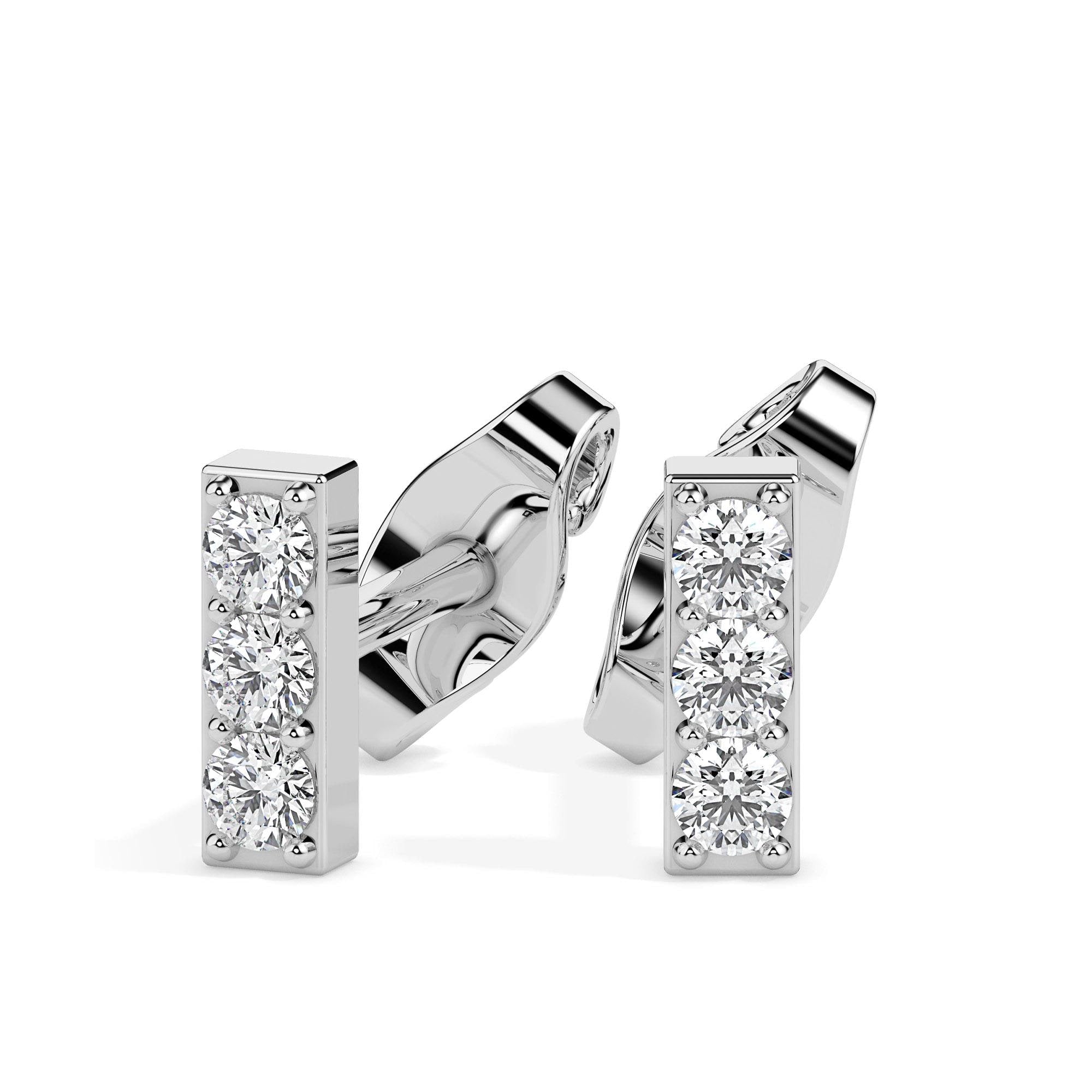 Diamond Bar Stud Earrings