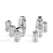 3 Baguette Cut Lab Grown Diamond Minimal Stud Earrings