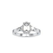 Lab Grown Diamond Engagement Emerald Cut Trillion Ring