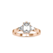 Lab Grown Diamond Engagement Emerald Cut Trillion Ring