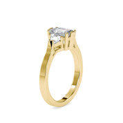 Lab Grown Diamond Engagement Emerald Cut Trillion Ring