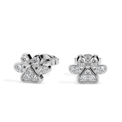 Dog Paw Stud Earrings Diamond