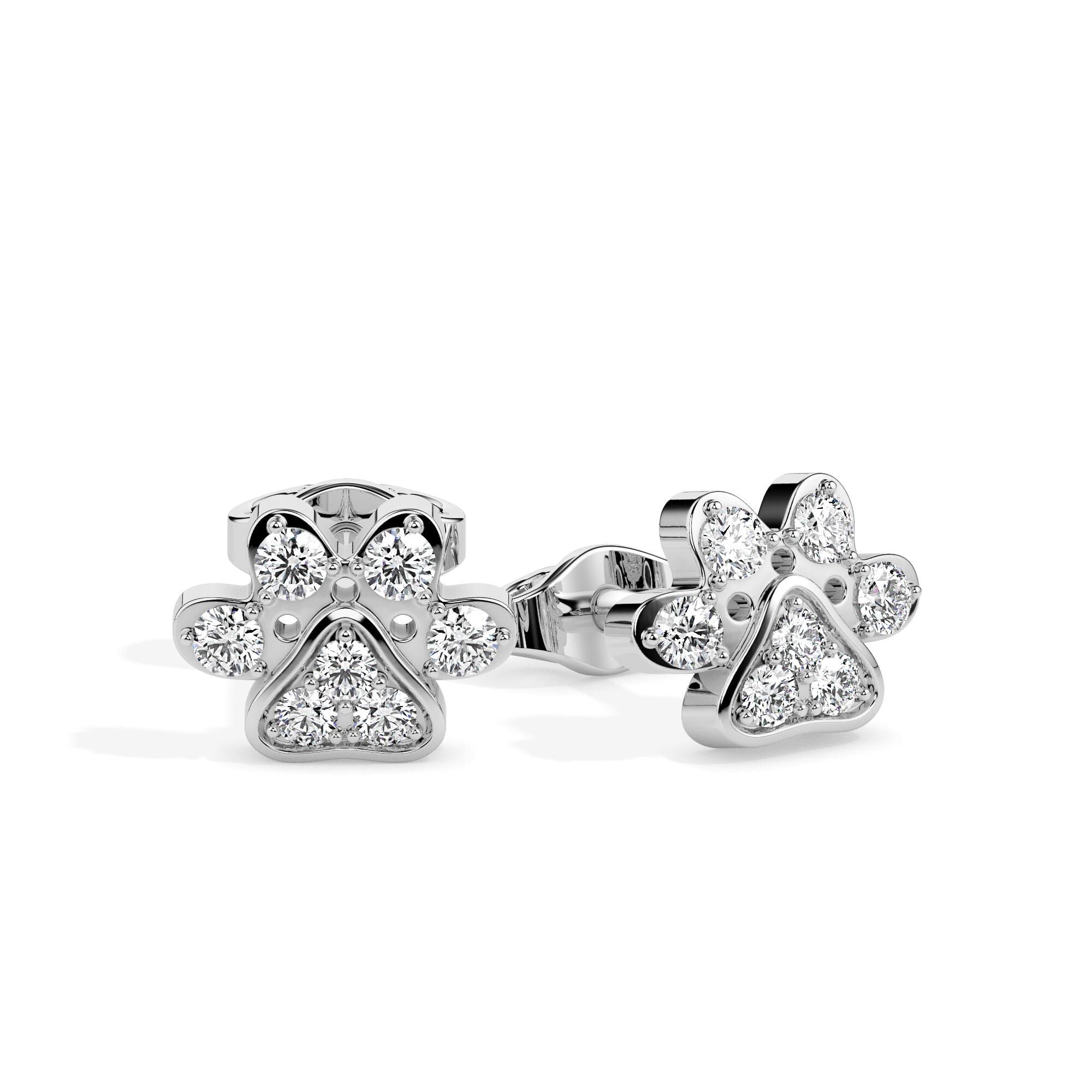 Dog Paw Stud Earrings Diamond