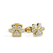 Dog Paw Stud Earrings Diamond