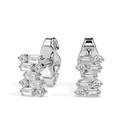 Baguette Jig Saw Cluster Diamond Stud Earrings