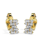Baguette Jig Saw Cluster Diamond Stud Earrings