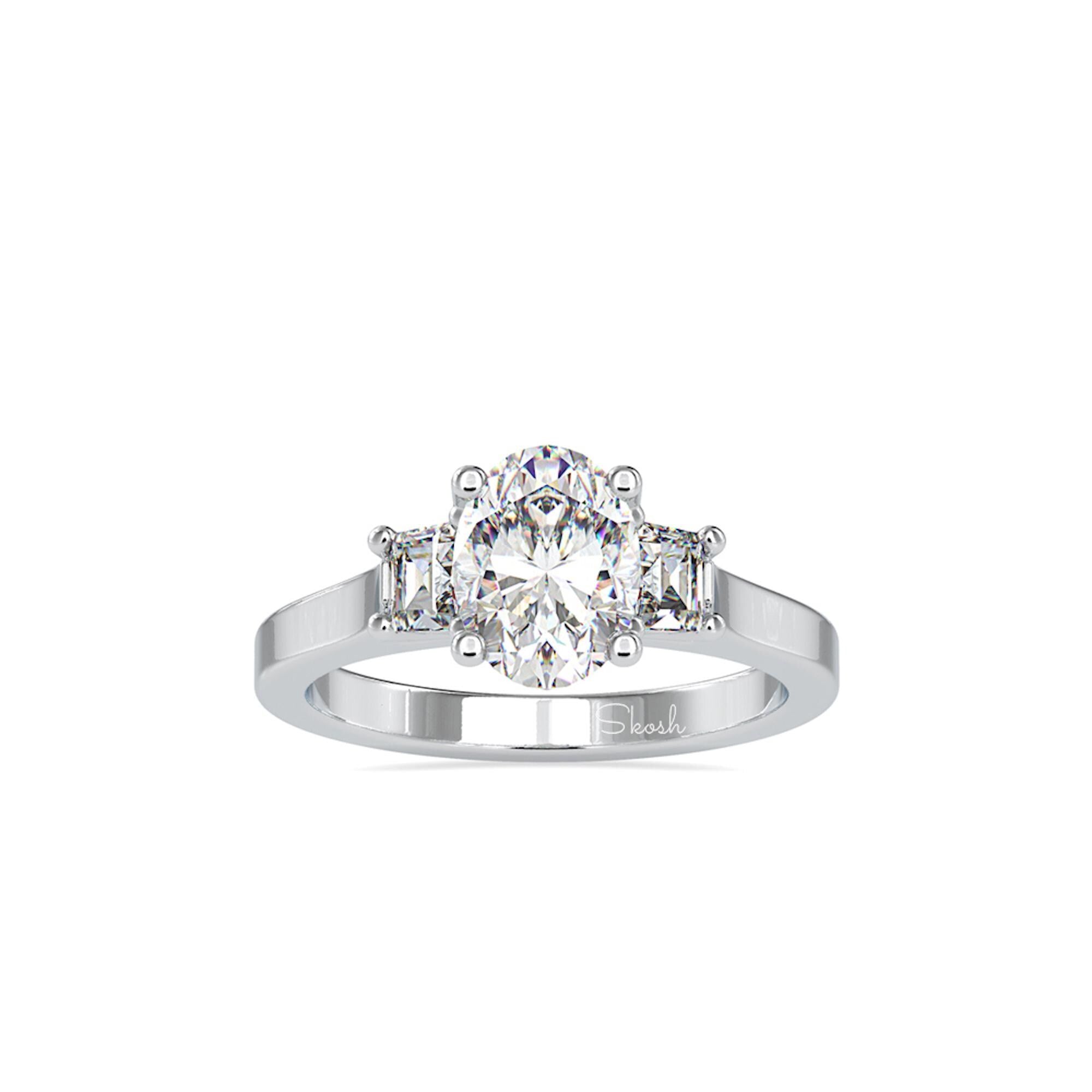 2.00 Carats Oval Cut Lab Grown Diamond Engagement Ring