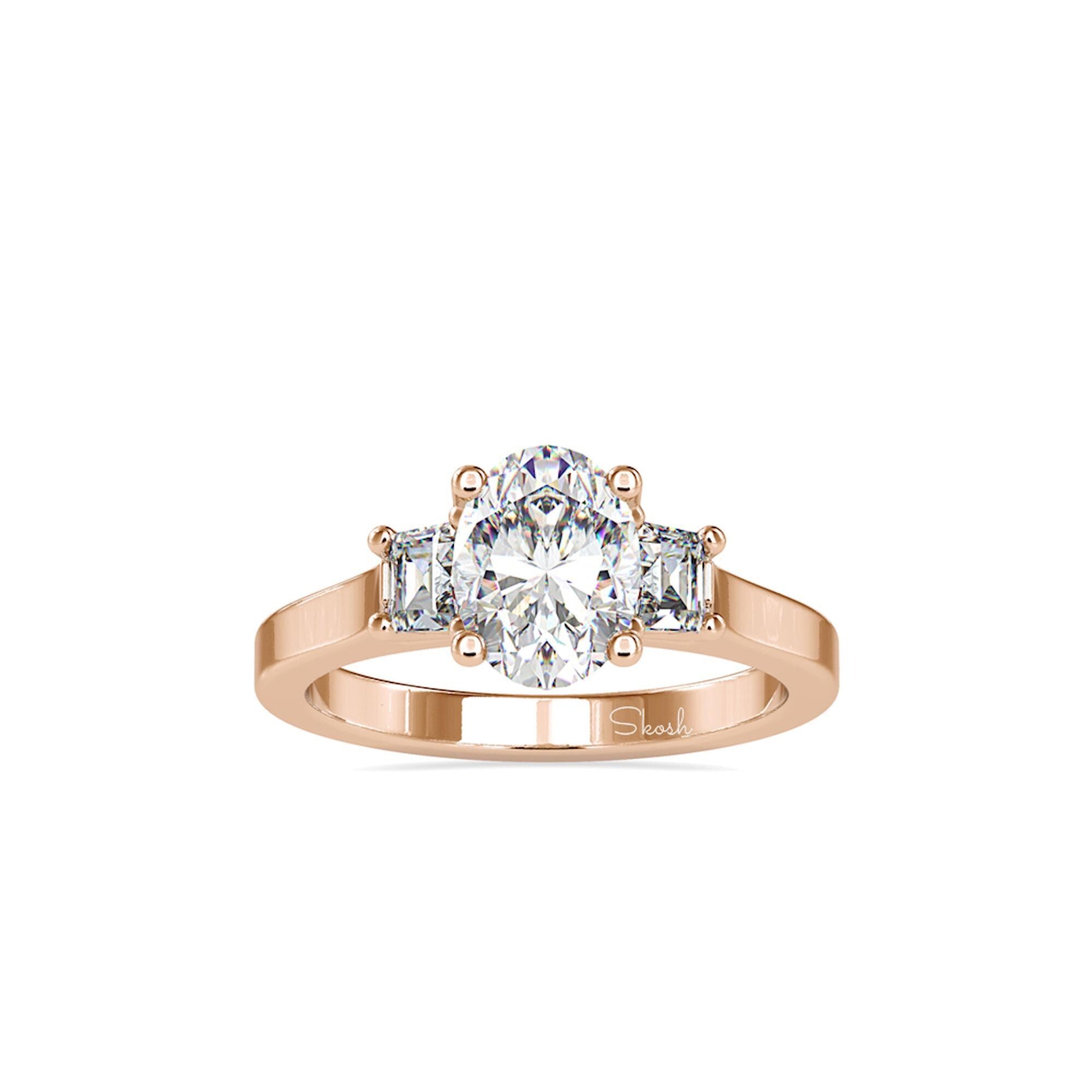 2.00 Carats Oval Cut Lab Grown Diamond Engagement Ring