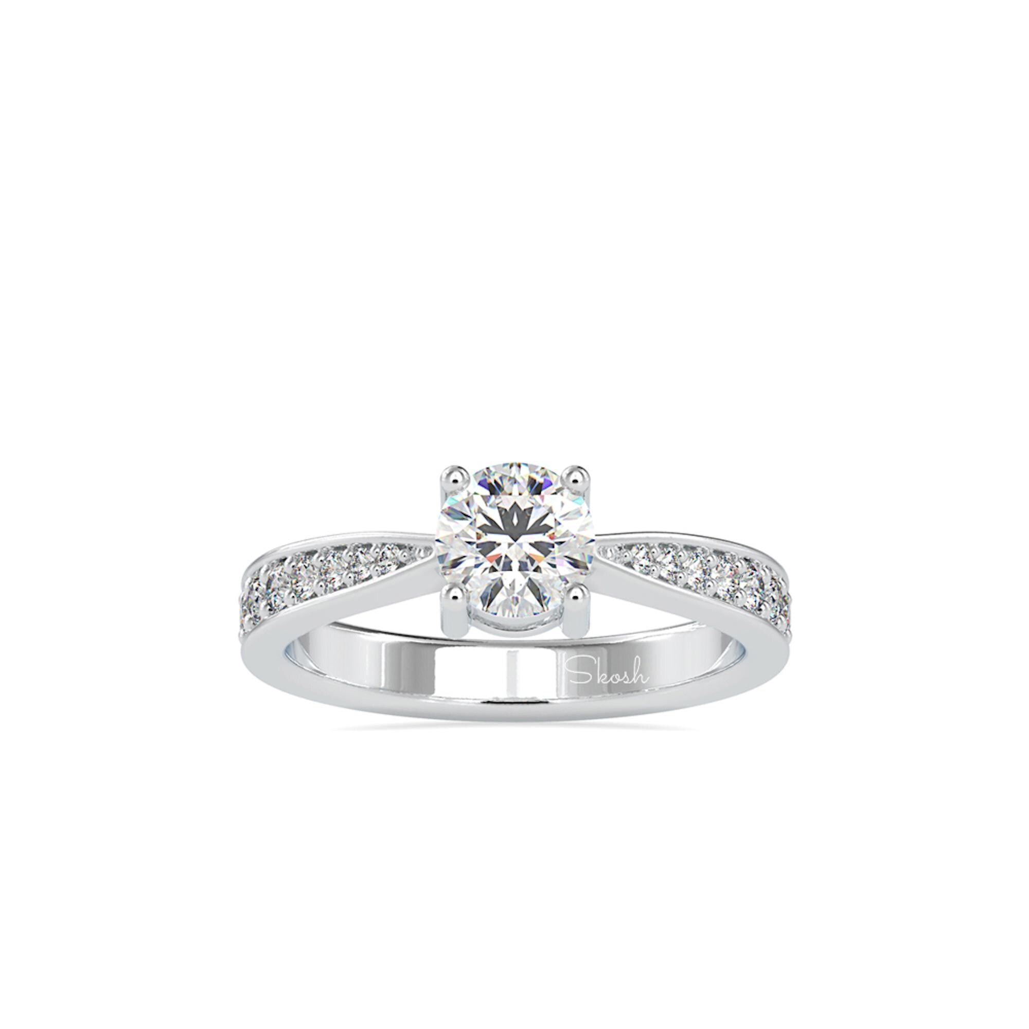 0.83 TCW Round Cut Lab Grown Diamond Engagement Solitaire Ring