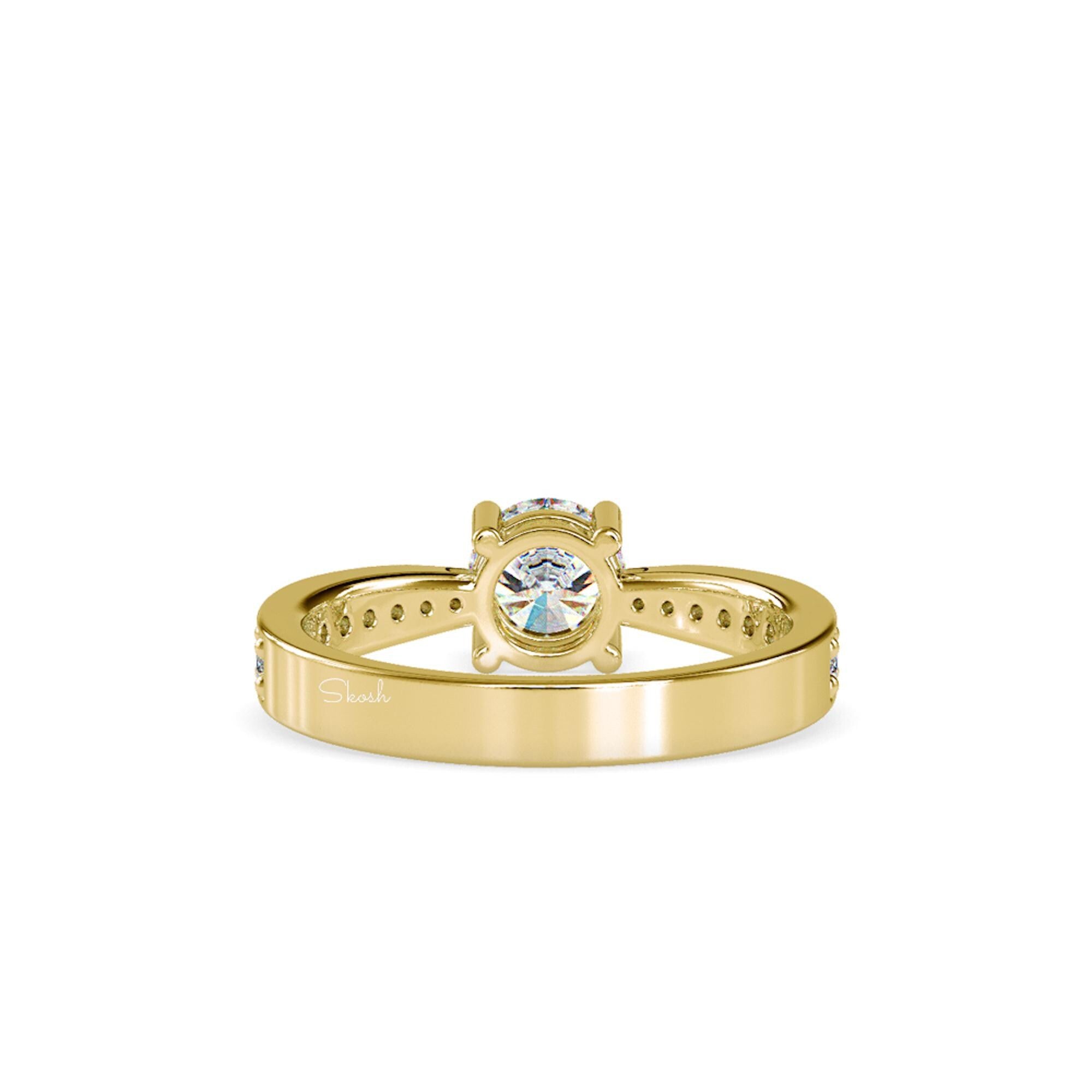 0.83 TCW Round Cut Lab Grown Diamond Engagement Solitaire Ring