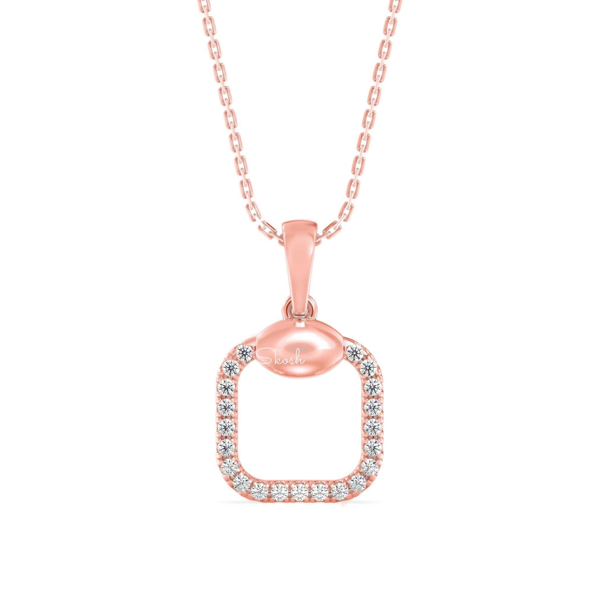 Dainty Square Geometric Diamond Charm Pendant