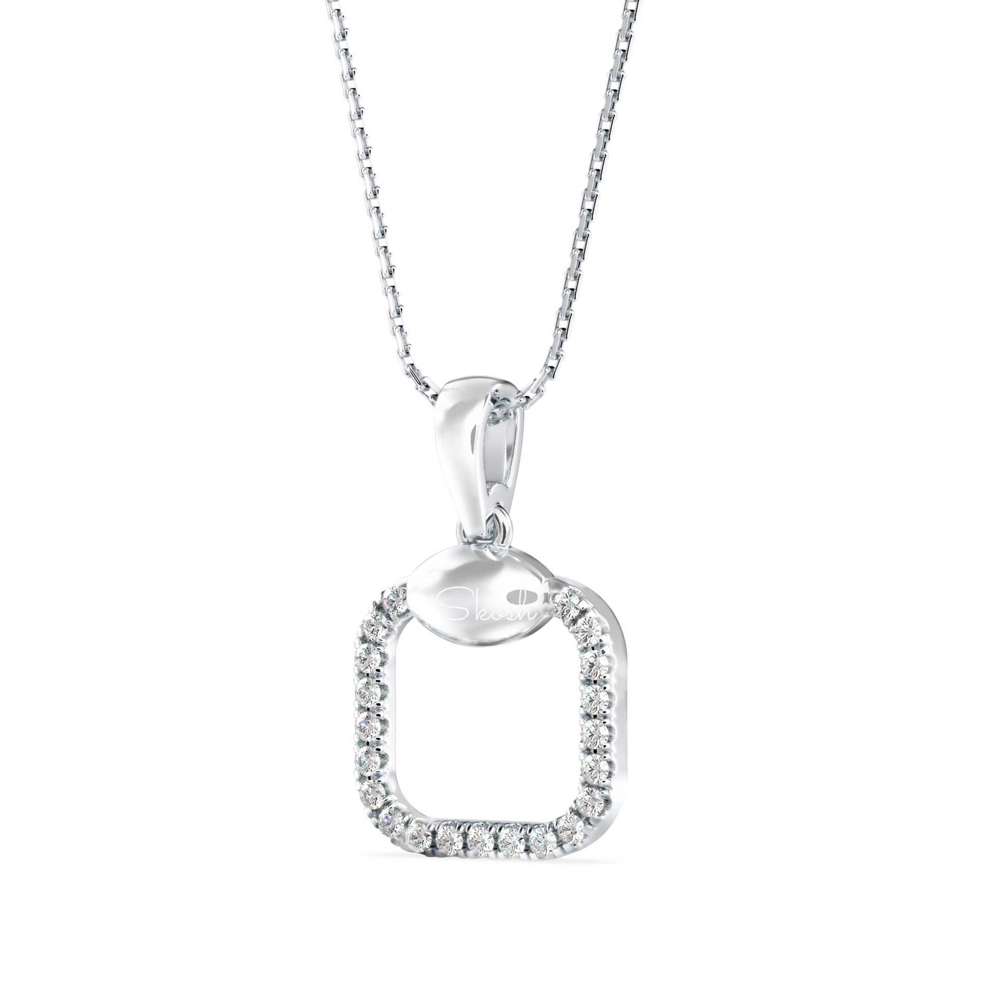 Dainty Square Geometric Diamond Charm Pendant