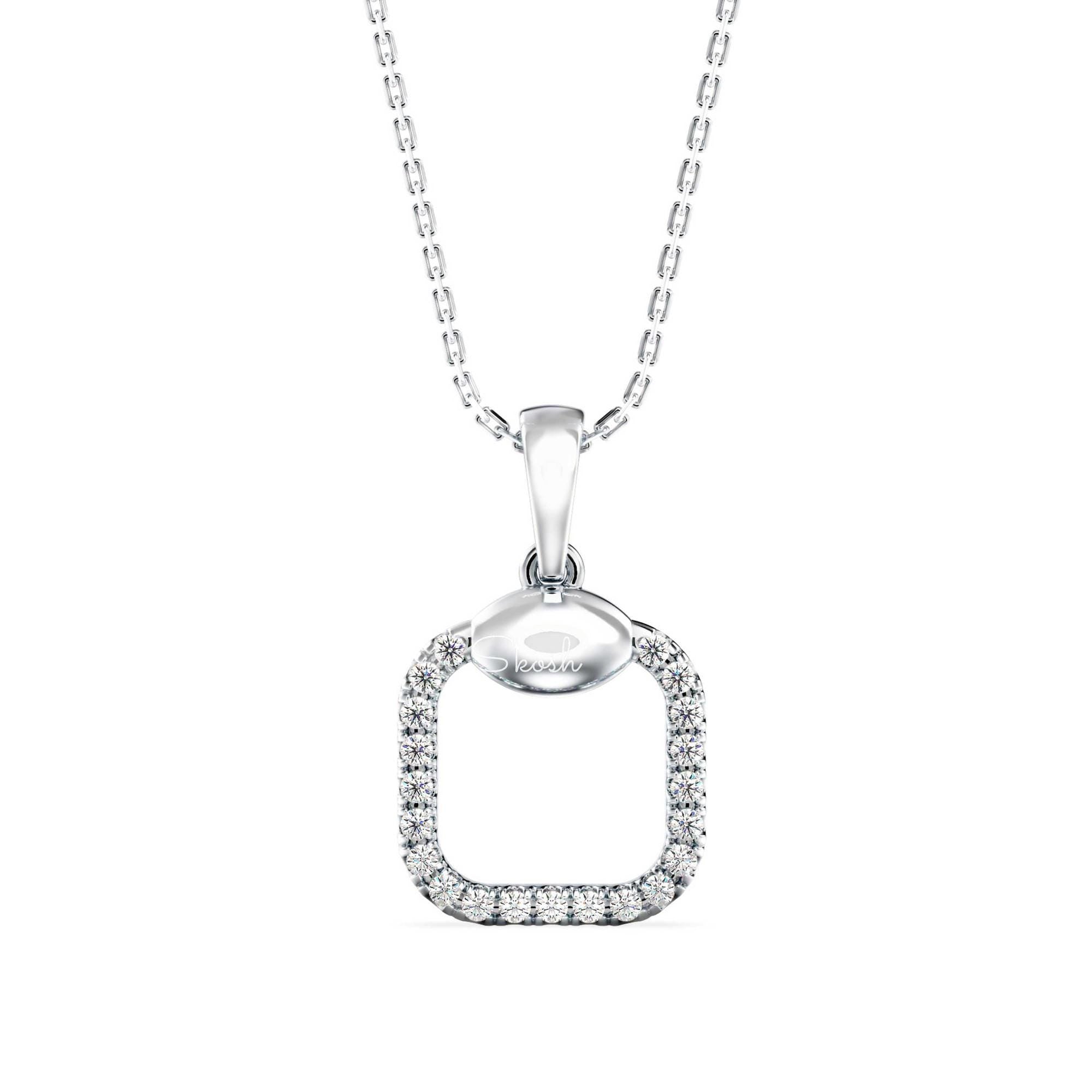 Dainty Square Geometric Diamond Charm Pendant