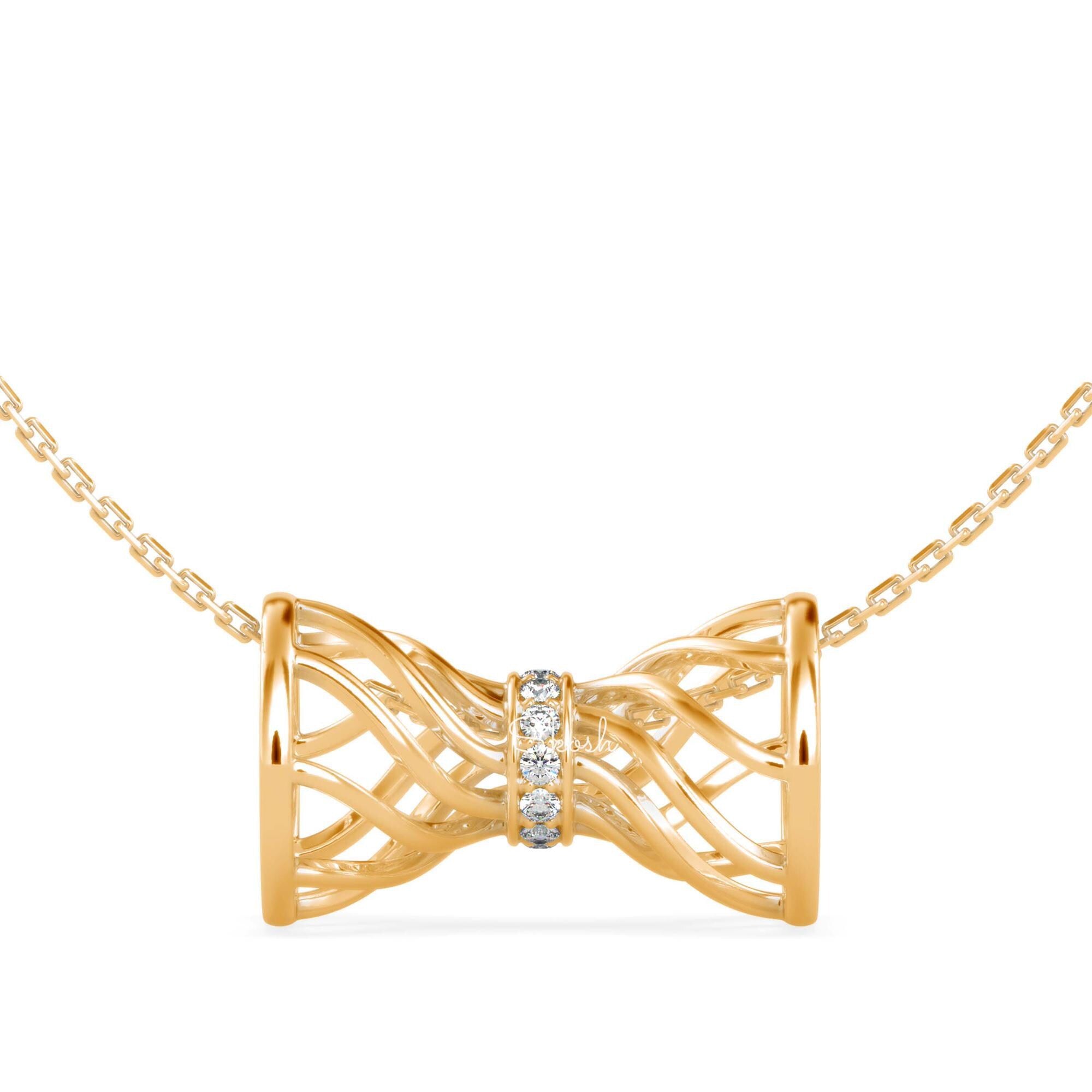 3D Drum Charm Diamond Pendant Necklace