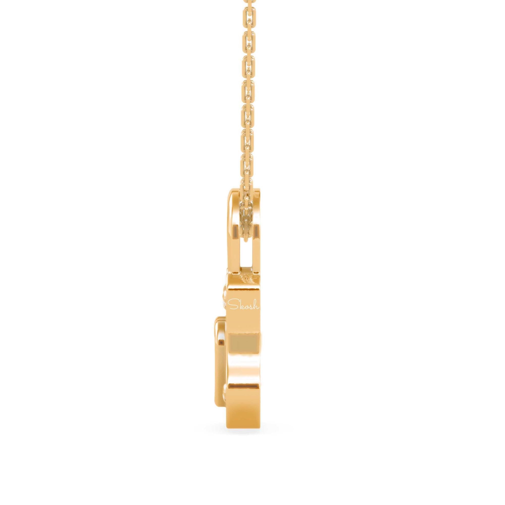 Heart Lock Diamond Charm Pendant Necklace