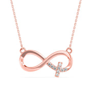 Infinity Cross Diamond Charm Pendant Necklace