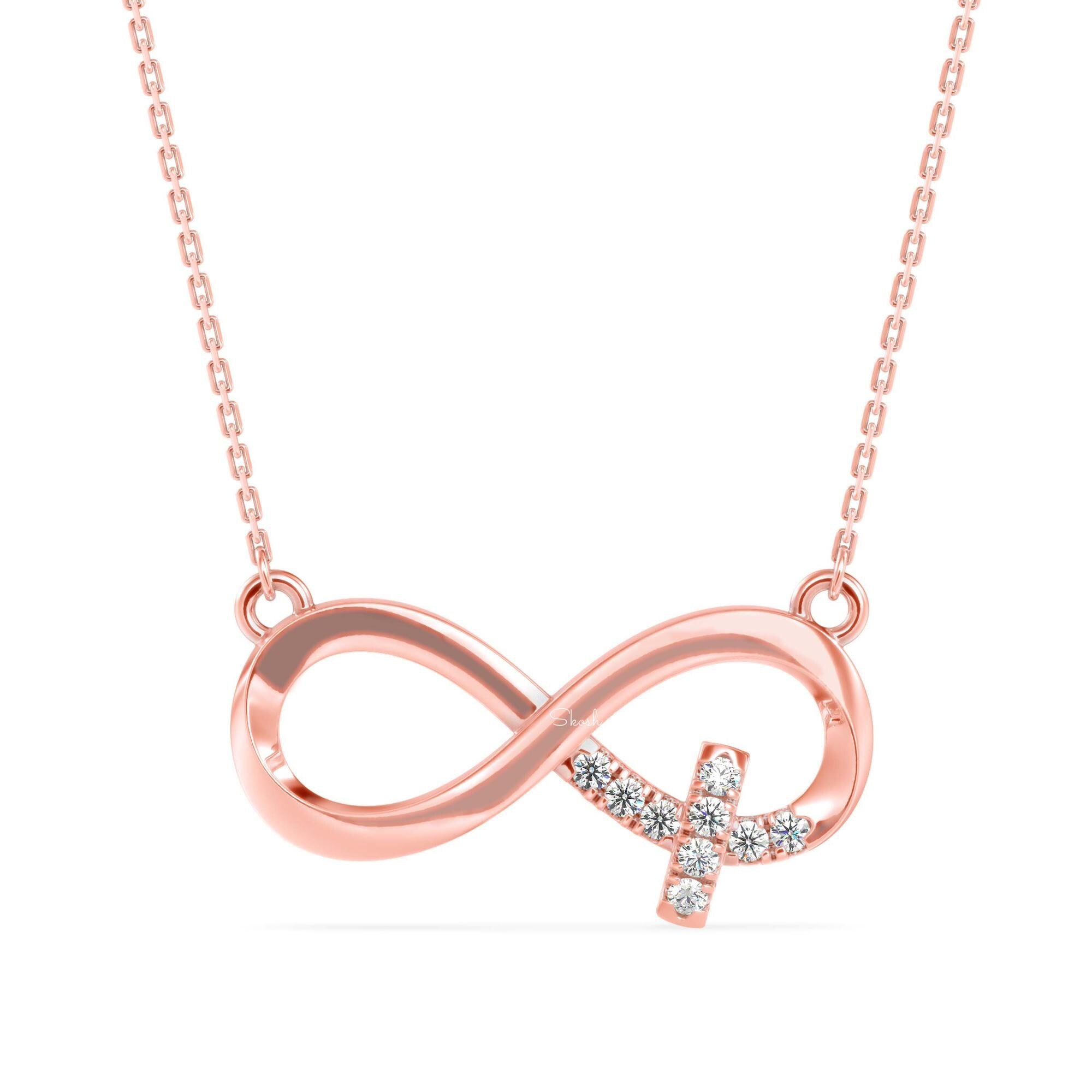 Infinity Cross Diamond Charm Pendant Necklace