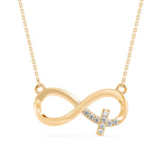 Infinity Cross Diamond Charm Pendant Necklace