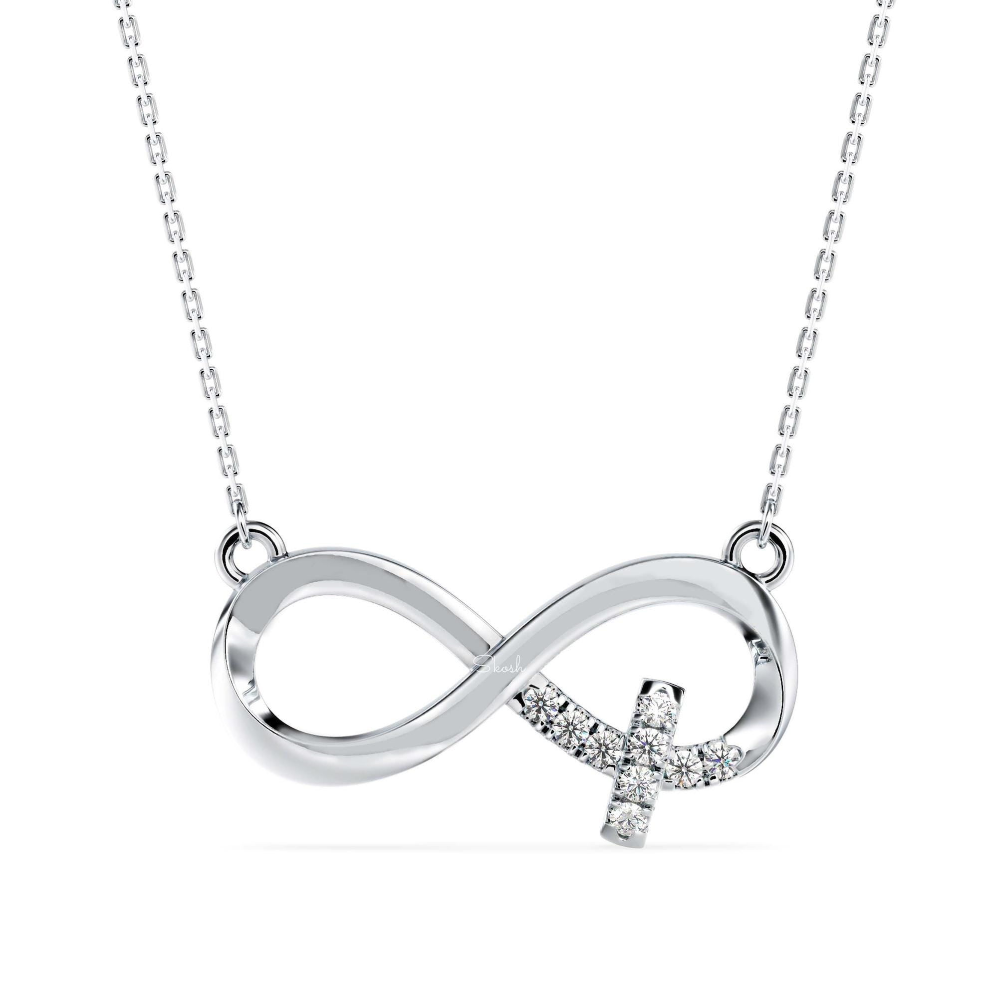 Infinity Cross Diamond Charm Pendant Necklace