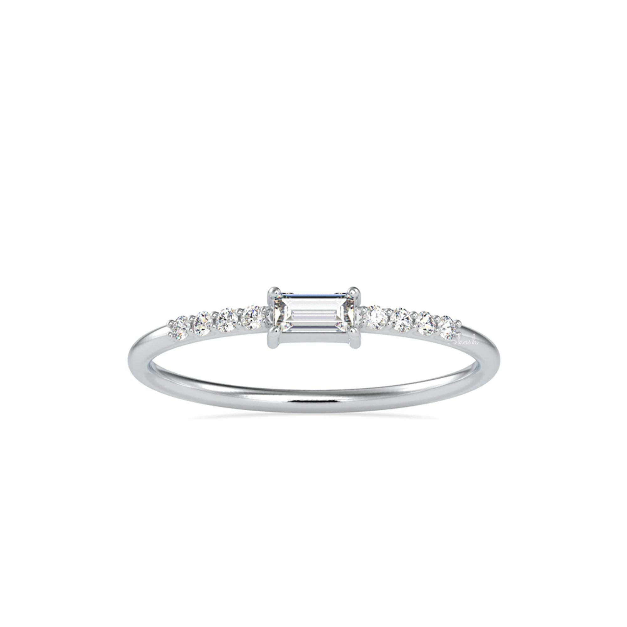 Baguette Lab Grown Diamond Half Eternity Wedding Band