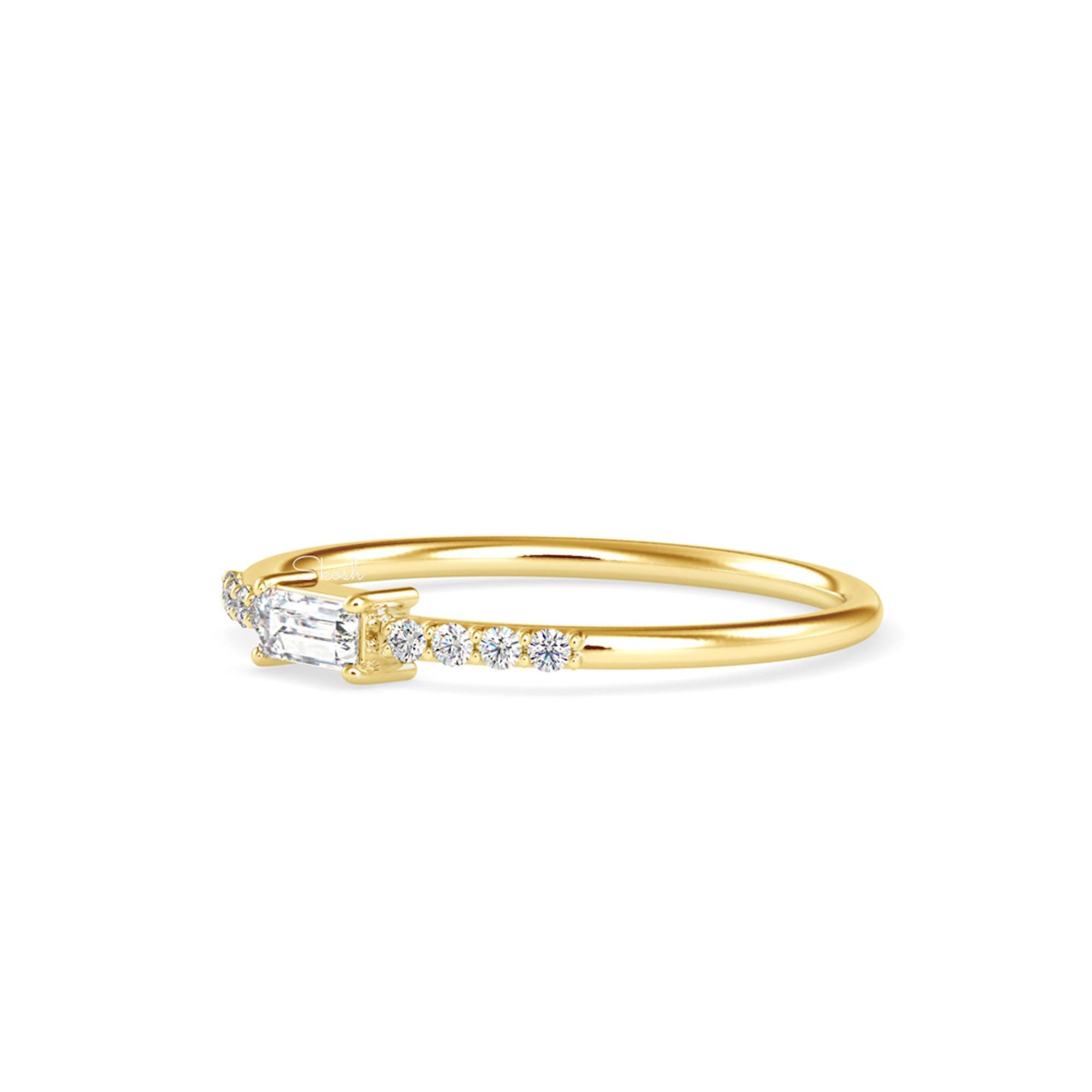 Baguette Lab Grown Diamond Half Eternity Wedding Band