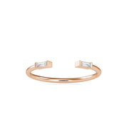 Gold Baguette Double Diamond Open Cuff Stacking Ring