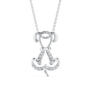 Dog Diamond Charm Pendant Necklace