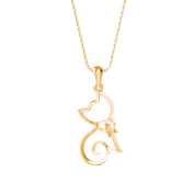 Cat Diamond Charm Pendant Necklace
