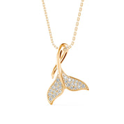 Mermaid Tail Diamond Charm Pendant Necklace