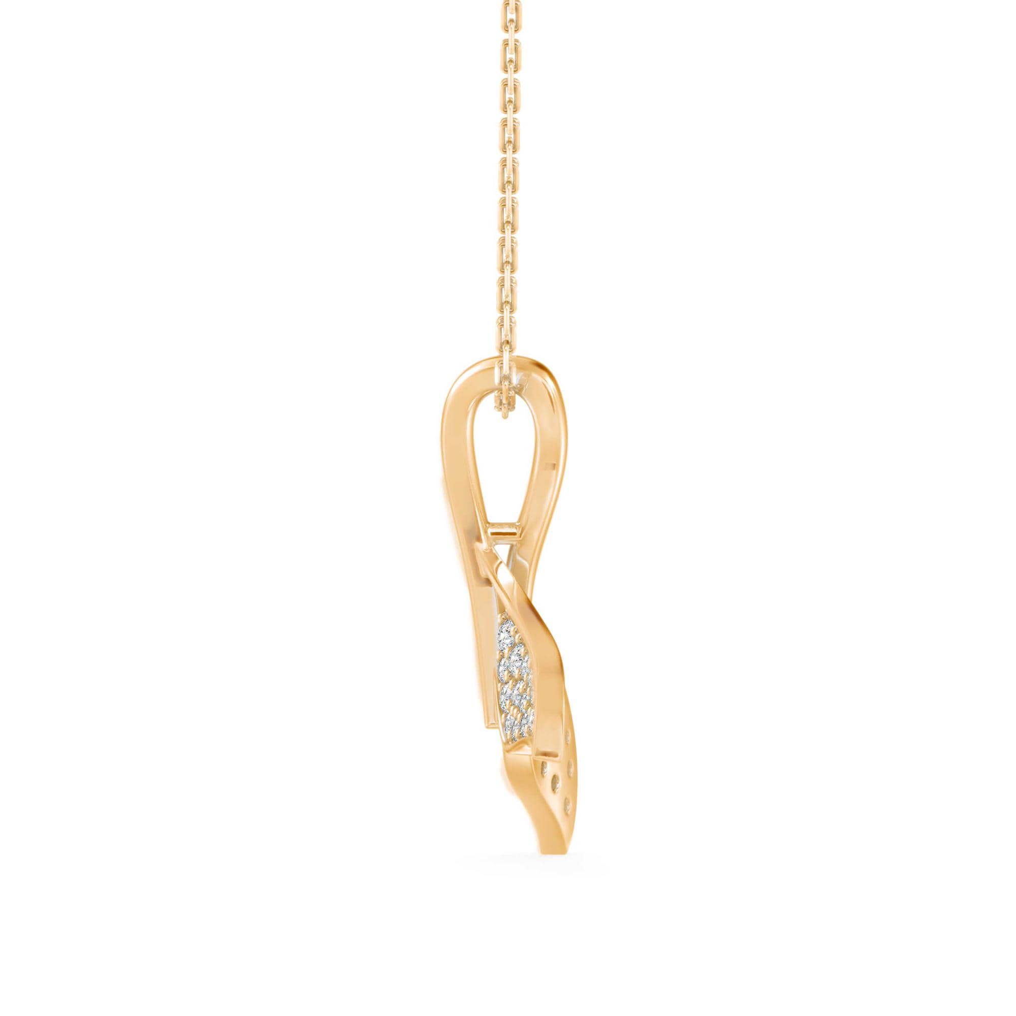 Mermaid Tail Diamond Charm Pendant Necklace