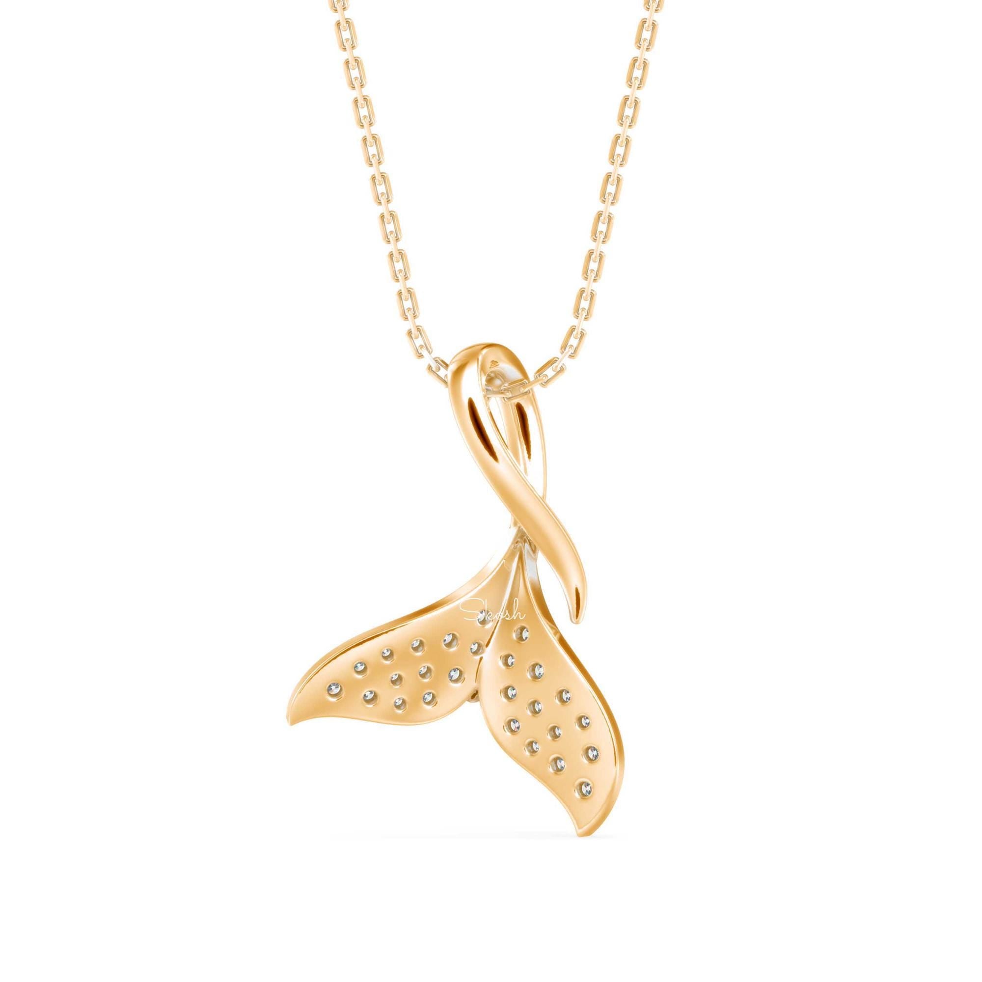 Mermaid Tail Diamond Charm Pendant Necklace