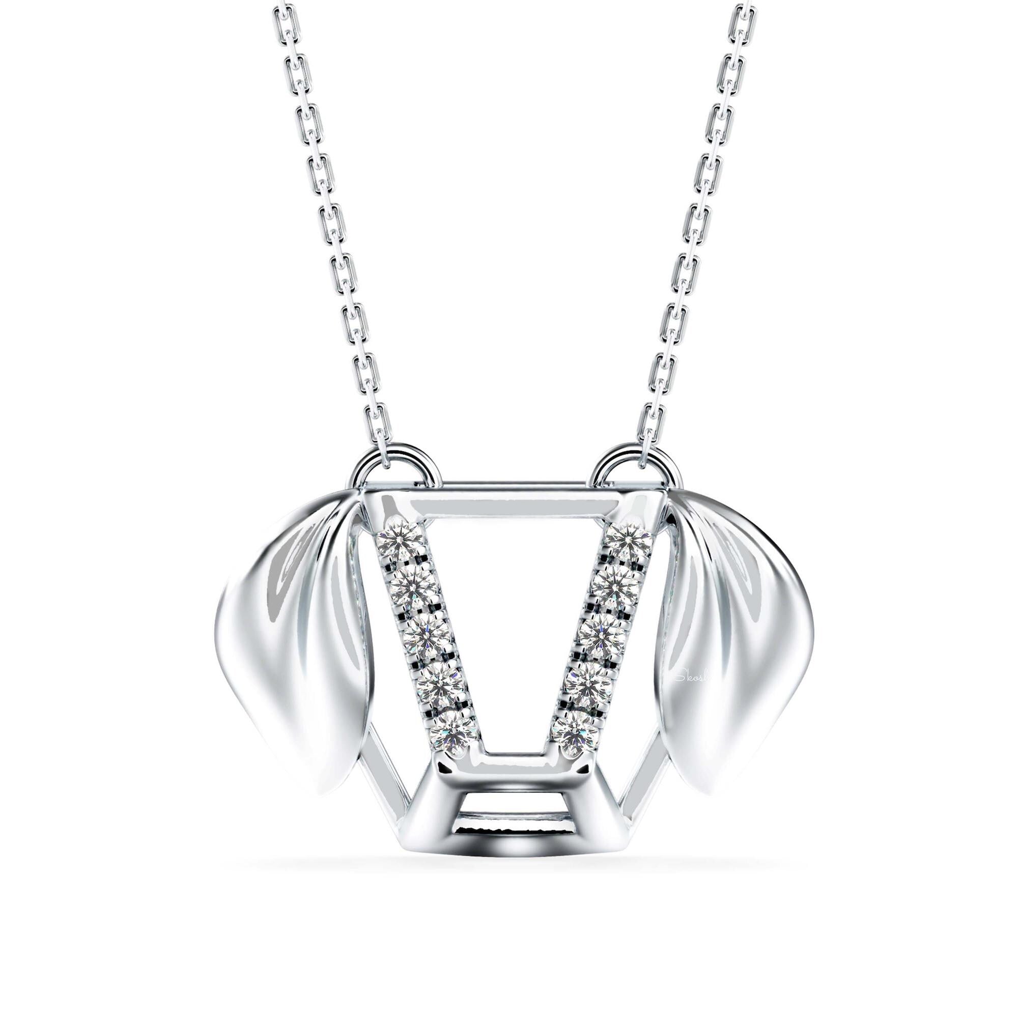 Geometric Dog Face Lab-Grown Diamond Charm Pendant Necklace