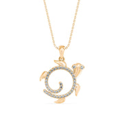 Sea Turtle Diamond Charm Pendant Necklace