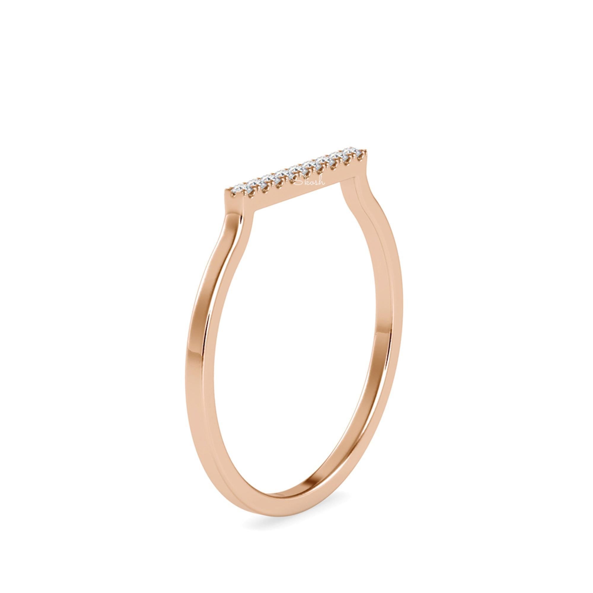 Dainty Round Brilliant Cut Diamond Bar Stacking Wedding Band
