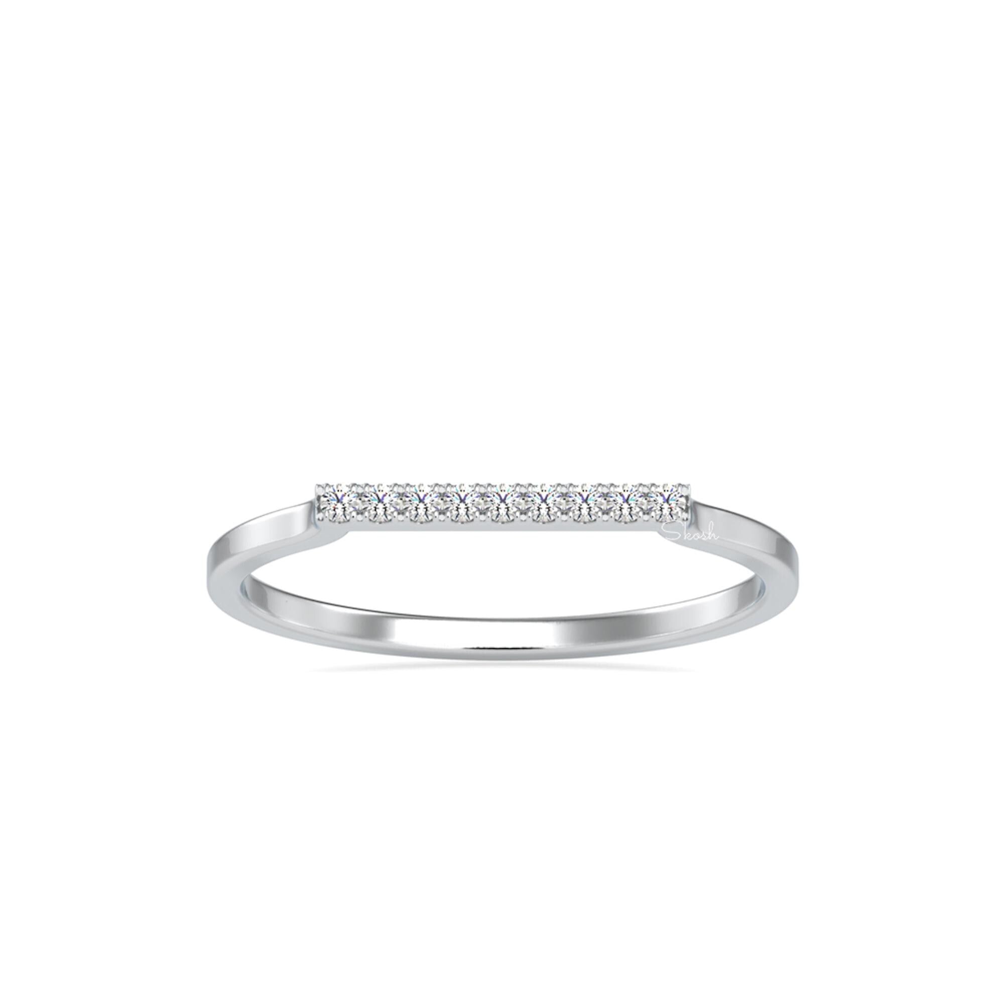 Dainty Round Brilliant Cut Diamond Bar Stacking Wedding Band