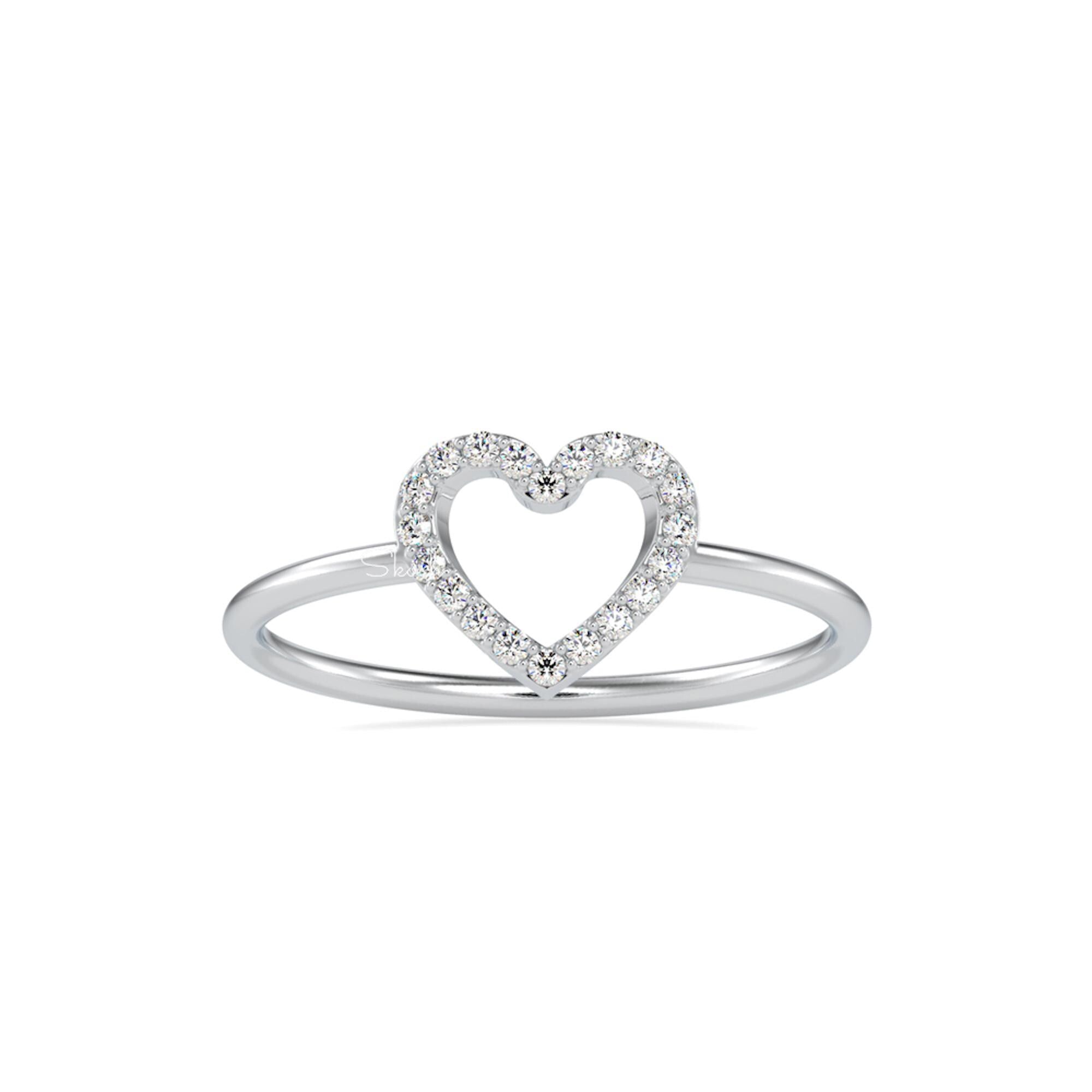 Dainty Heart Diamond Ring