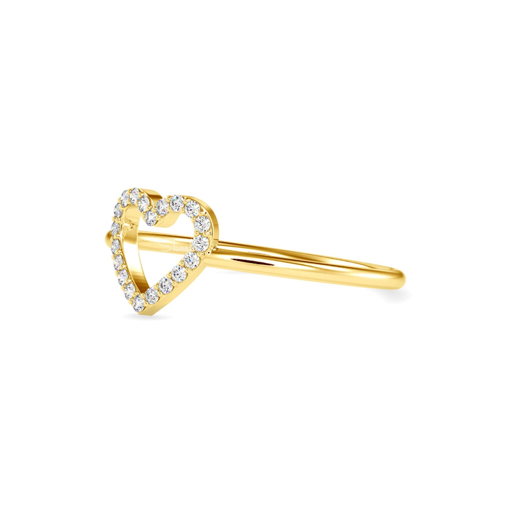 Dainty Heart Diamond Ring