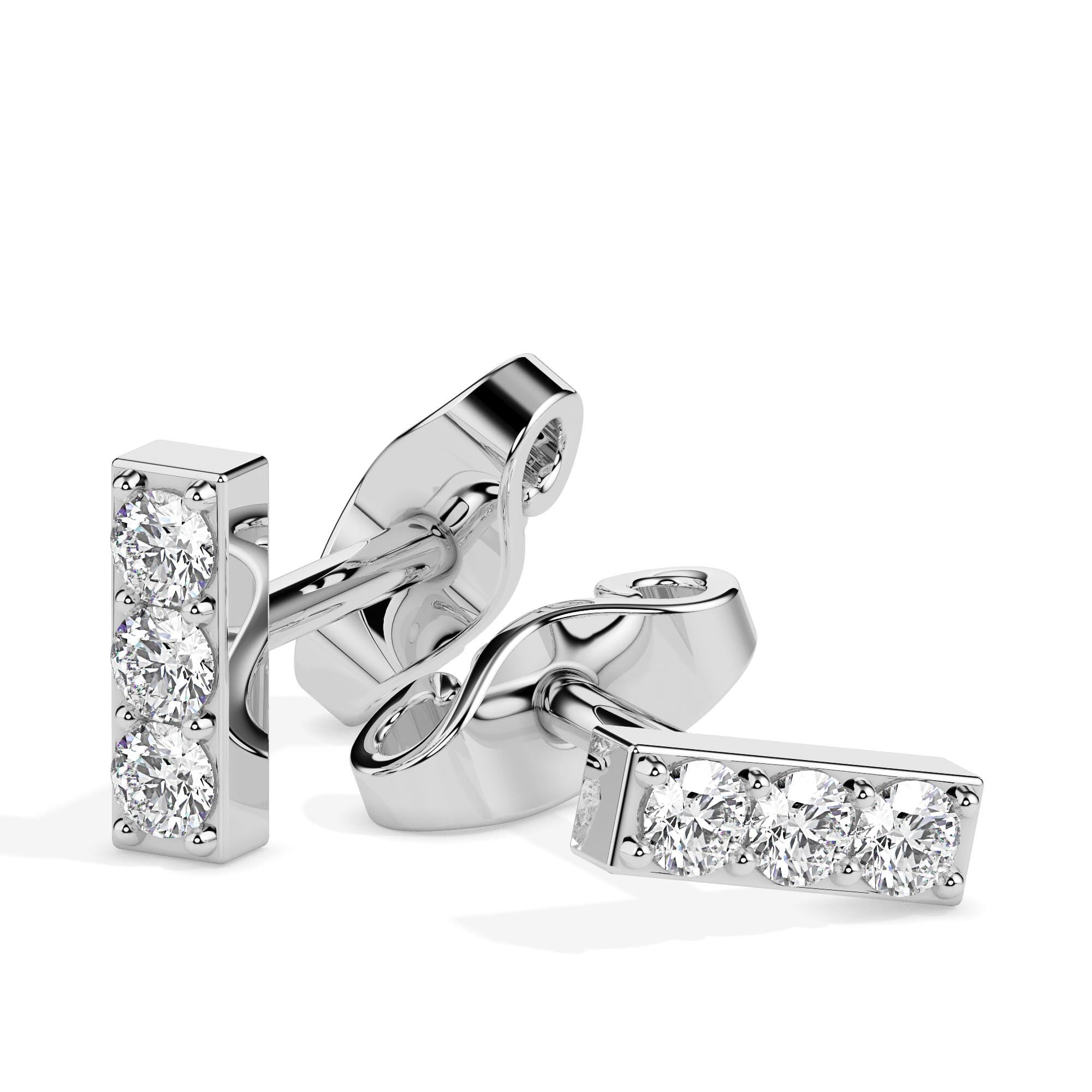 Diamond Bar Stud Earrings