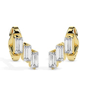 3 Baguette Cut Lab Grown Diamond Minimal Stud Earrings