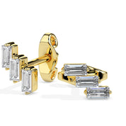 3 Baguette Cut Lab Grown Diamond Minimal Stud Earrings